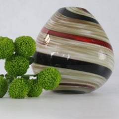 Murano vintage "Milky Way" gold striped vase MCM, ca 1960-70