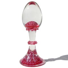 Murano Vintage Millefiori Flower Mosaic Italian Art Glass Pedestal Paperweight