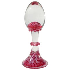 Pisapapeles de pedestal de vidrio artístico italiano Murano Vintage Millefiori Flower Mosaic