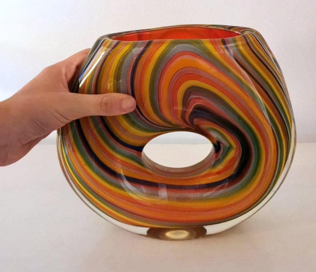 Murano Vintage Multicolor Glass Vase 