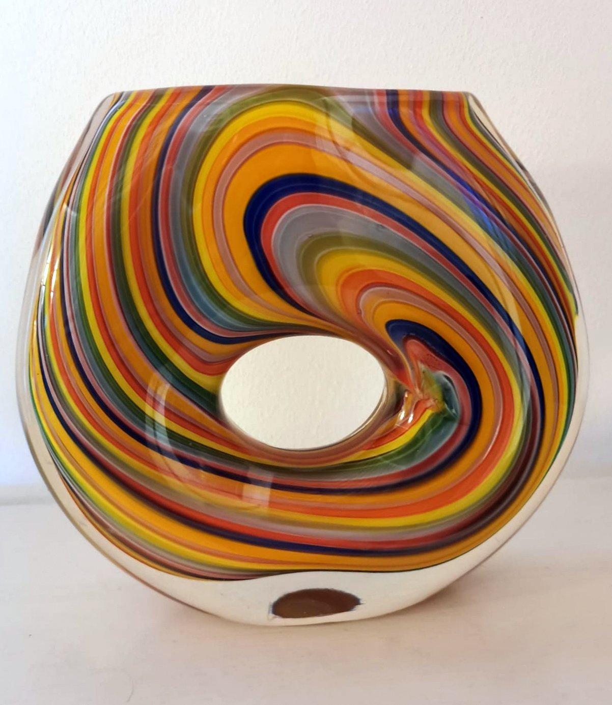 Mid-Century Modern Murano Vintage Multicolor Glass Vase 