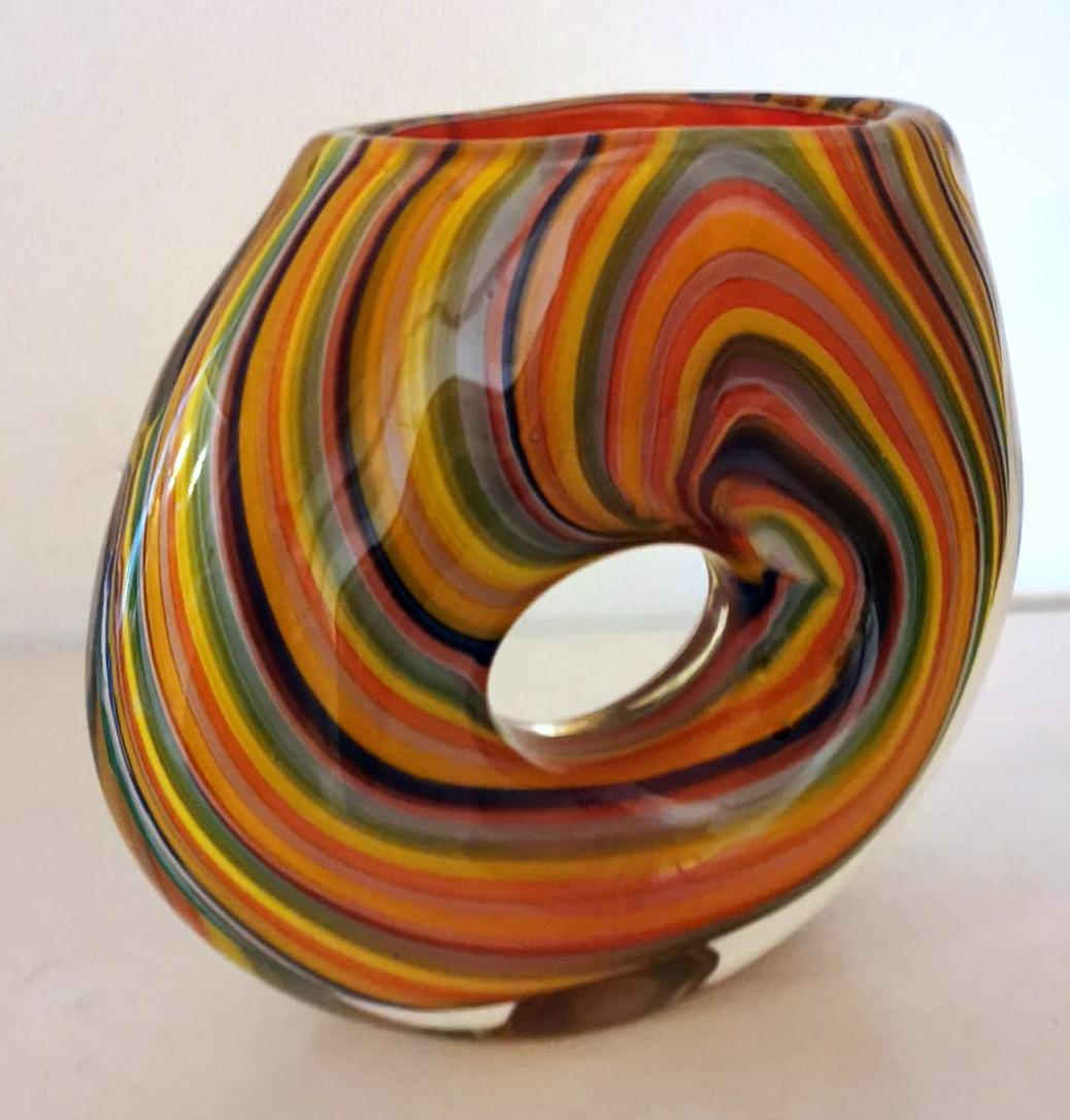 Murano Vintage Multicolor Glass Vase 