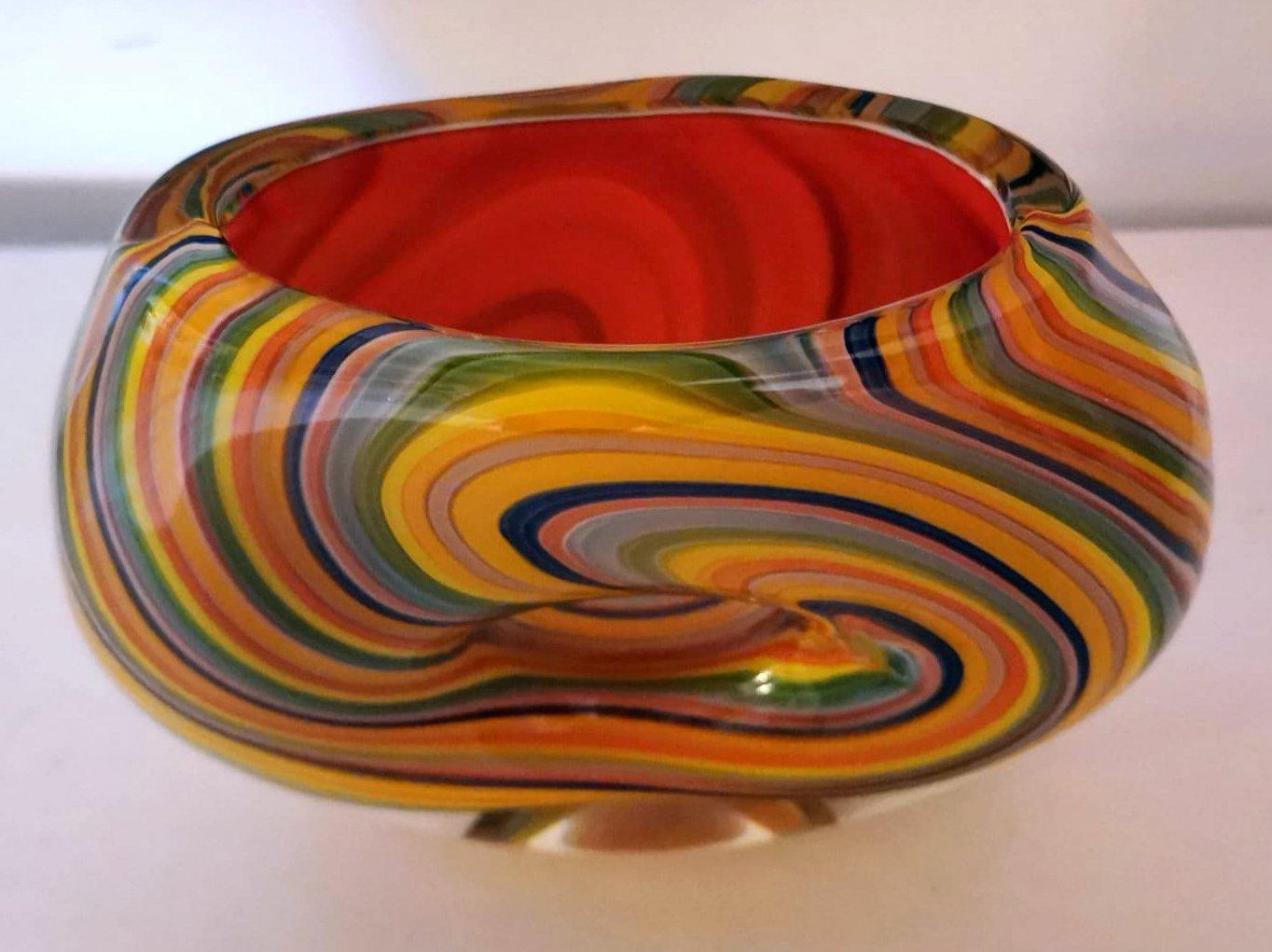 20th Century Murano Vintage Multicolor Glass Vase 