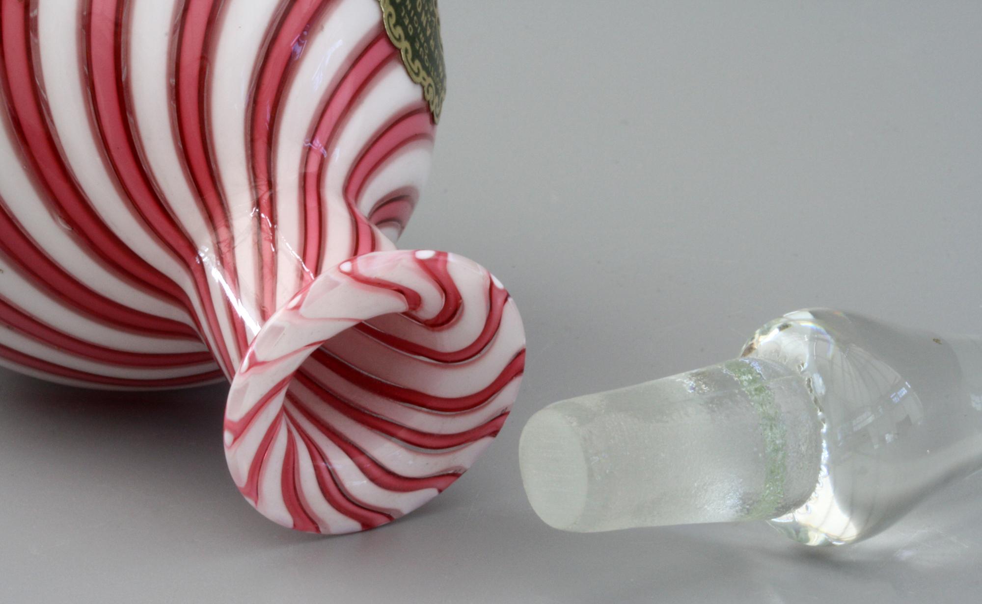 Modern Murano Vintage Ribbon Design Art Glass Scent Bottle For Sale