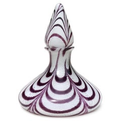 Murano Vintage Silver Flecks Purple Pulled Feather Italian Art Glass Decanter