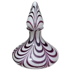 Murano Vintage Silver Flecks Purple Pulled Feather Italian Art Glass Decanter