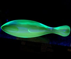 Murano Vintage Sommerso Sky Blue Green Italian Art Glass Scultura astratta di pesce