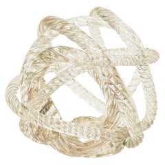 Murano Vintage Twisted Gold and Clear Glass Love Knot Sculpture or Object