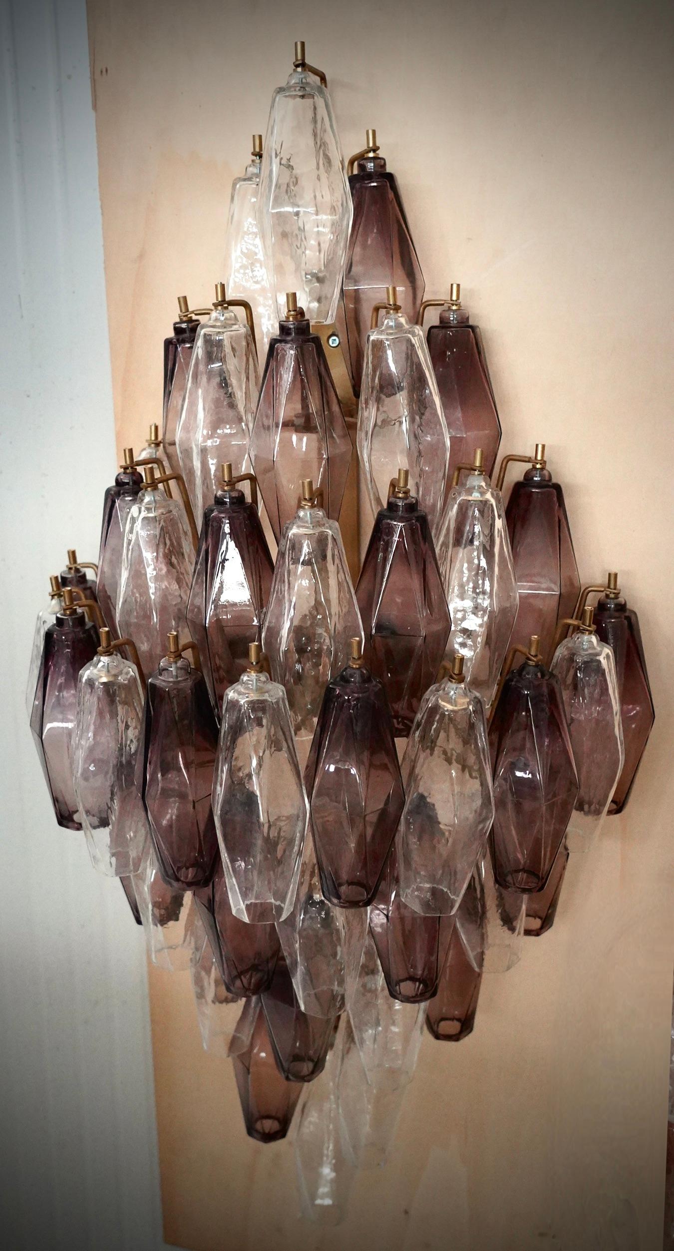 Italiano Applique e sconsigli di Murano in vetro trasparente e viola, 2000 in vendita