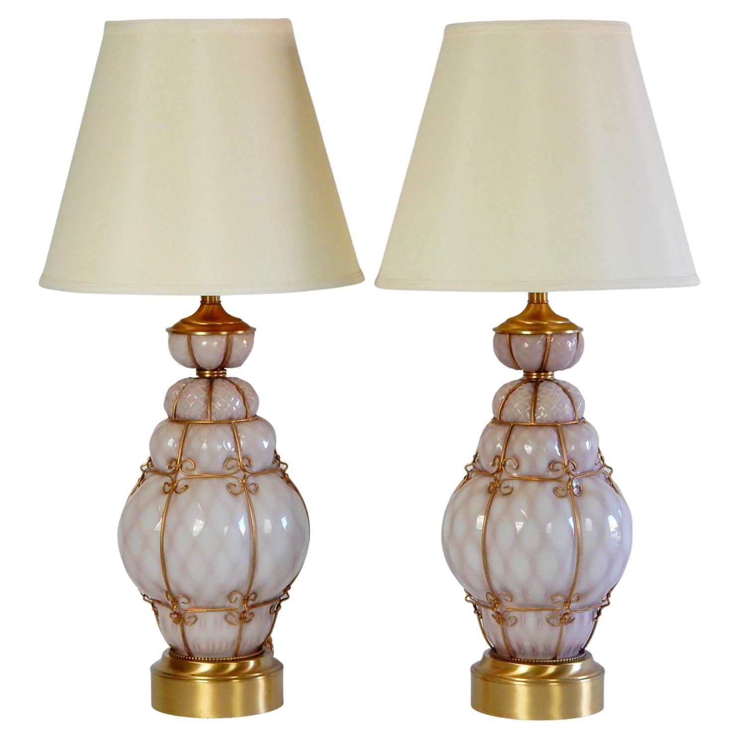 vintage lamp,mid century lamp,refurbished lamp Art Deco Stacked Glass Lamp Set Refurbished Hollywood Regency glass lamp