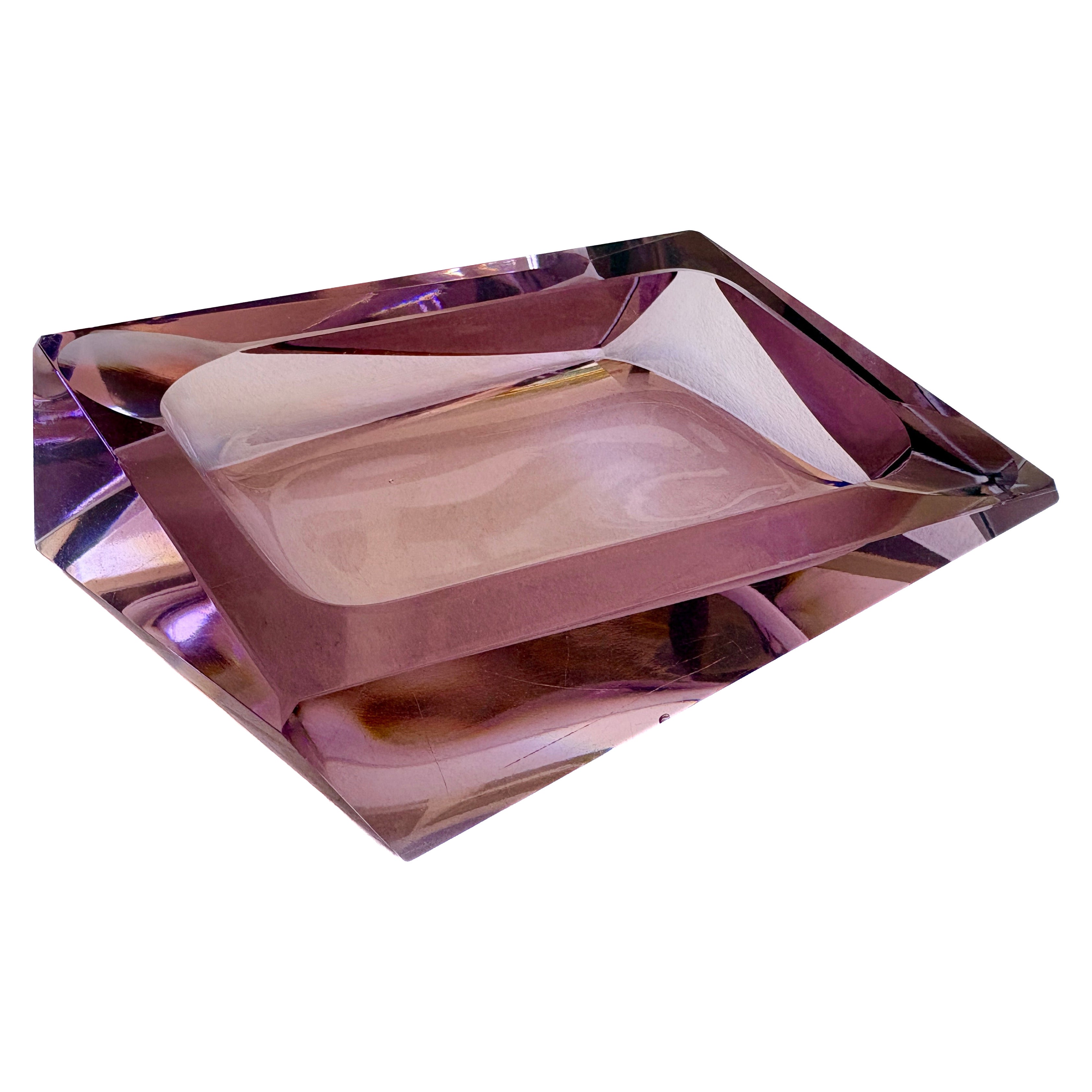 Murano Violet Crystal Glass Ashtray, Italy, 1960s–1970s For Sale