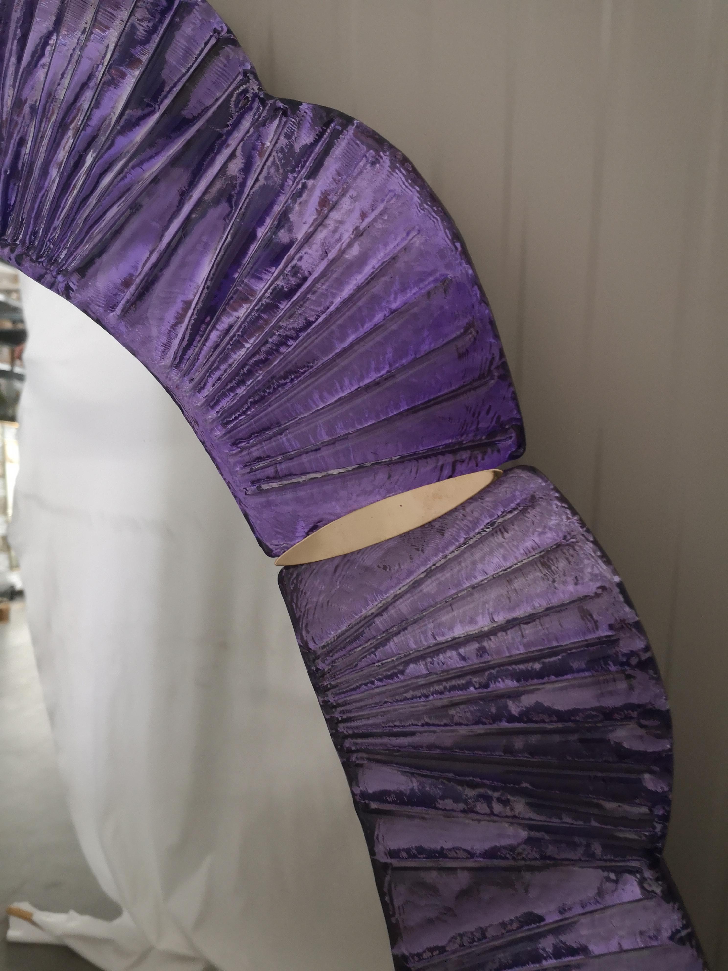 Fin du 20e siècle Console / Miroir mural de Murano en verre violet et laiton, 1990 en vente