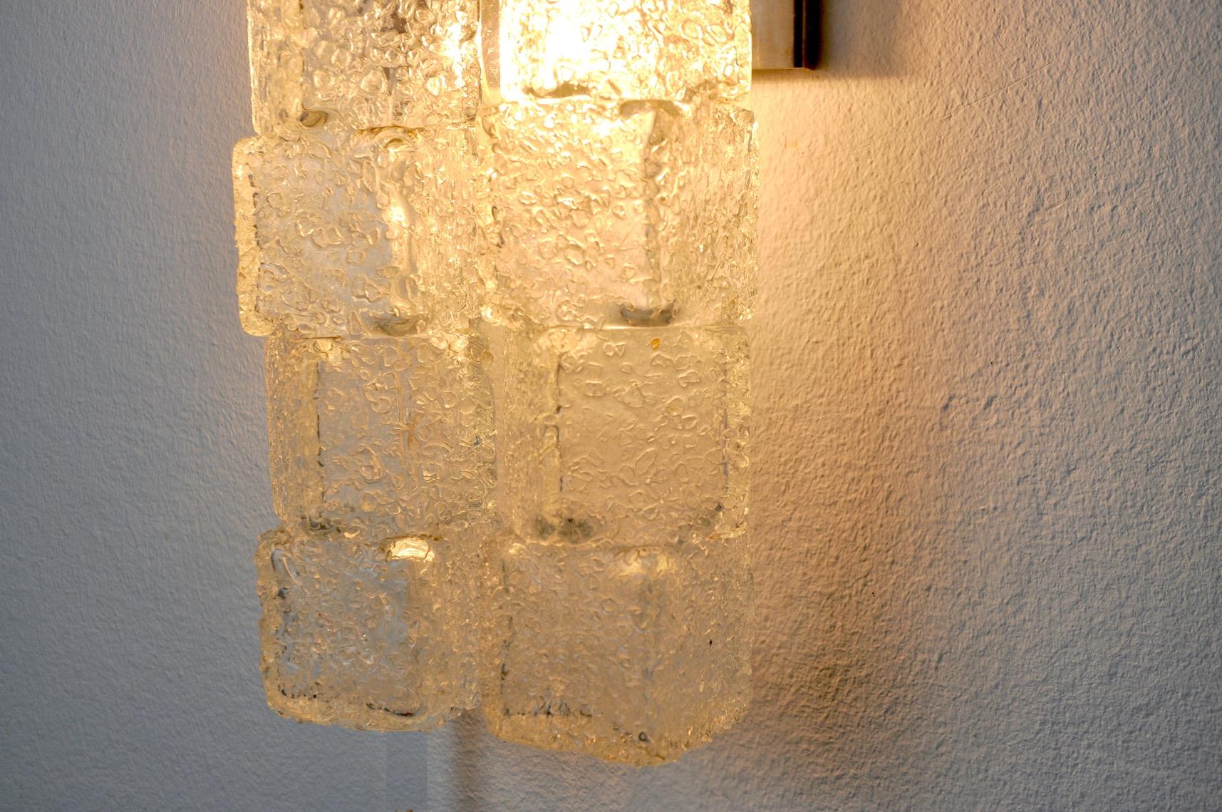 Murano Wall Lamp, Frosted Icicles, Italy, 1970 For Sale 2