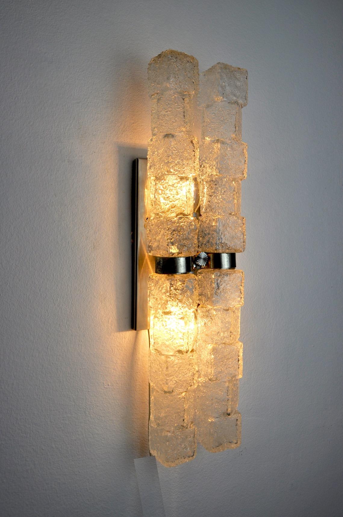 Murano Wall Lamp, Frosted Icicles, Italy, 1970 For Sale 1