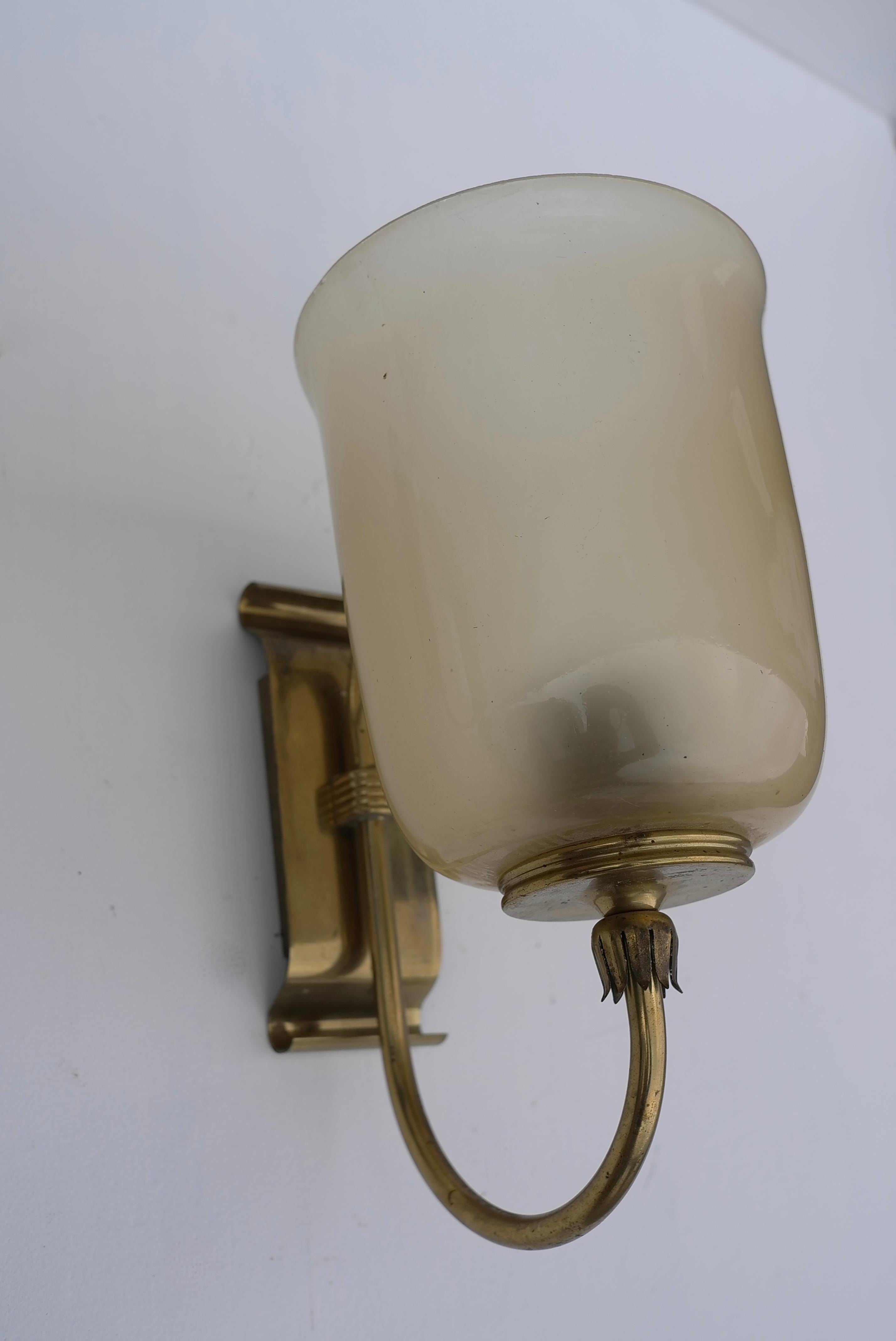 Murano Wall Lamps in Champagne Amber Color Glass and Brass details, Italy 1950's For Sale 1
