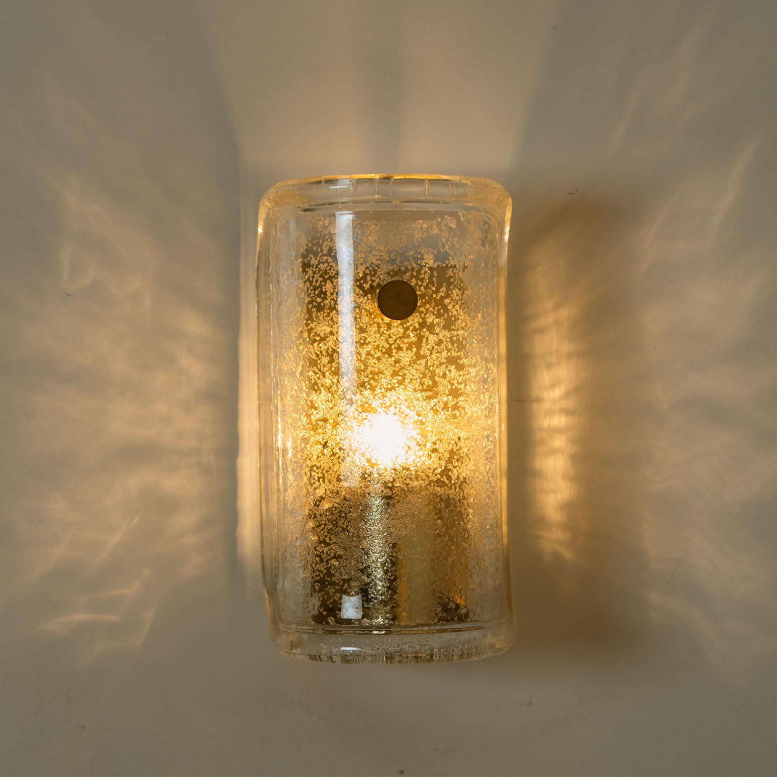 Brass Murano Wall Light Fixtures by Hillebrand, Germany, 1960s For Sale