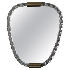 Murano, Wall Mirror, Murano Glass, Brass, Mirror, Italy, 1940s