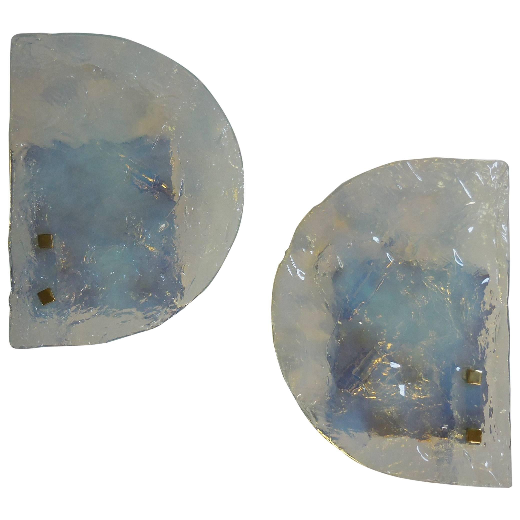 Murano Wall Sconces by Mazzega Opalescent Murano Glass