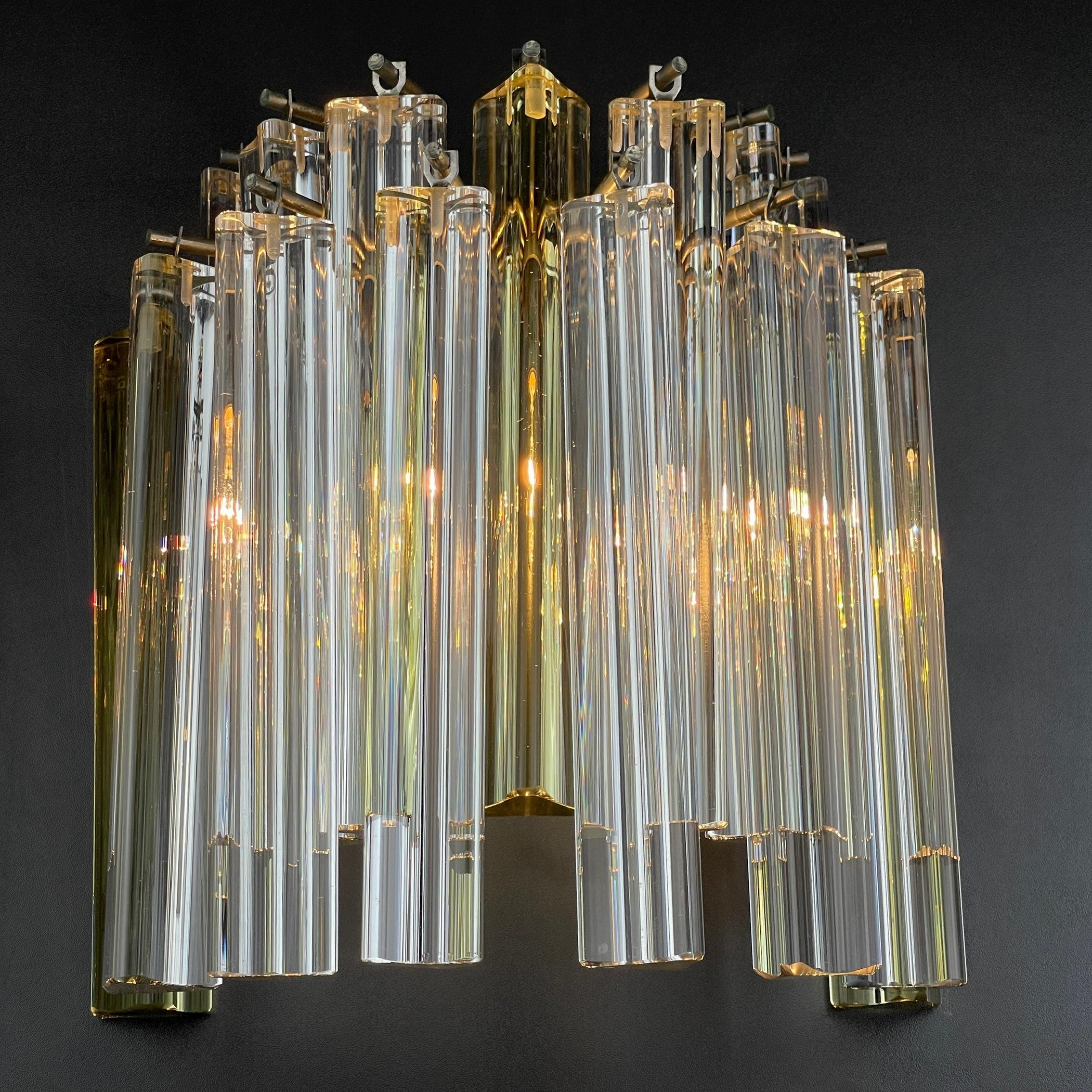 Murano wall sconces Crystal Prism Italy 1970s Set of 2 3