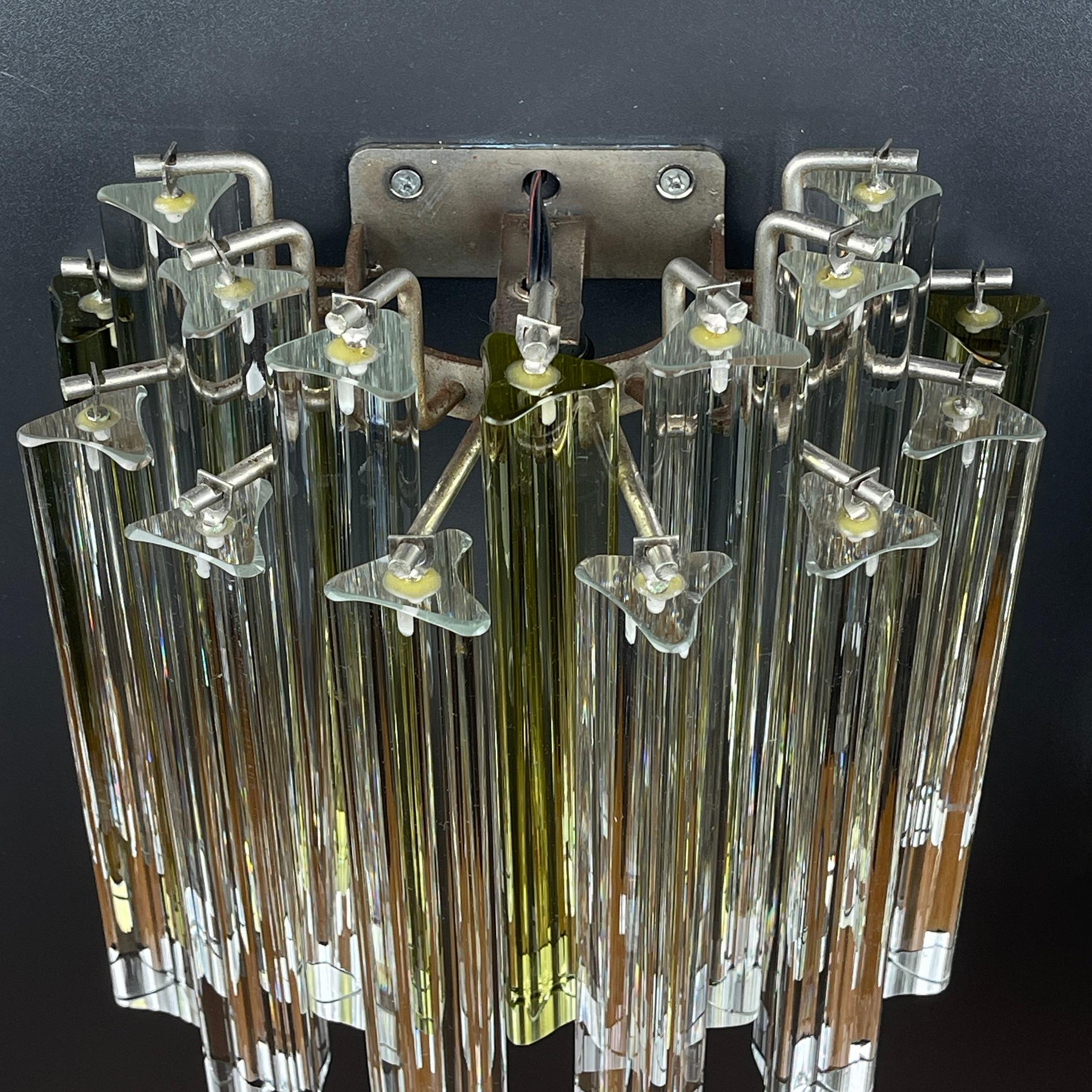 Murano wall sconces Crystal Prism Italy 1970s Set of 2 For Sale 5