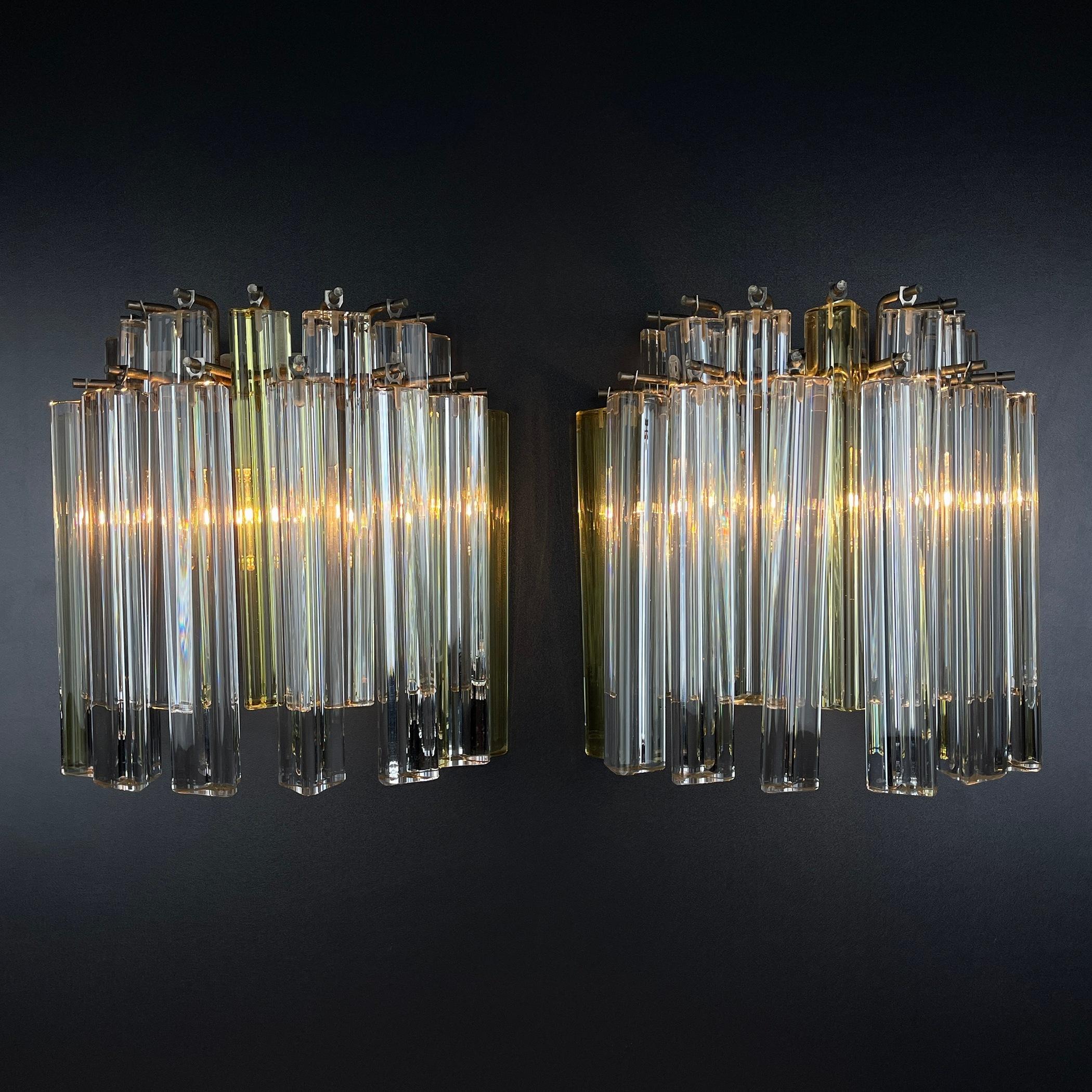 Murano wall sconces Crystal Prism Italy 1970s Set of 2 For Sale 6