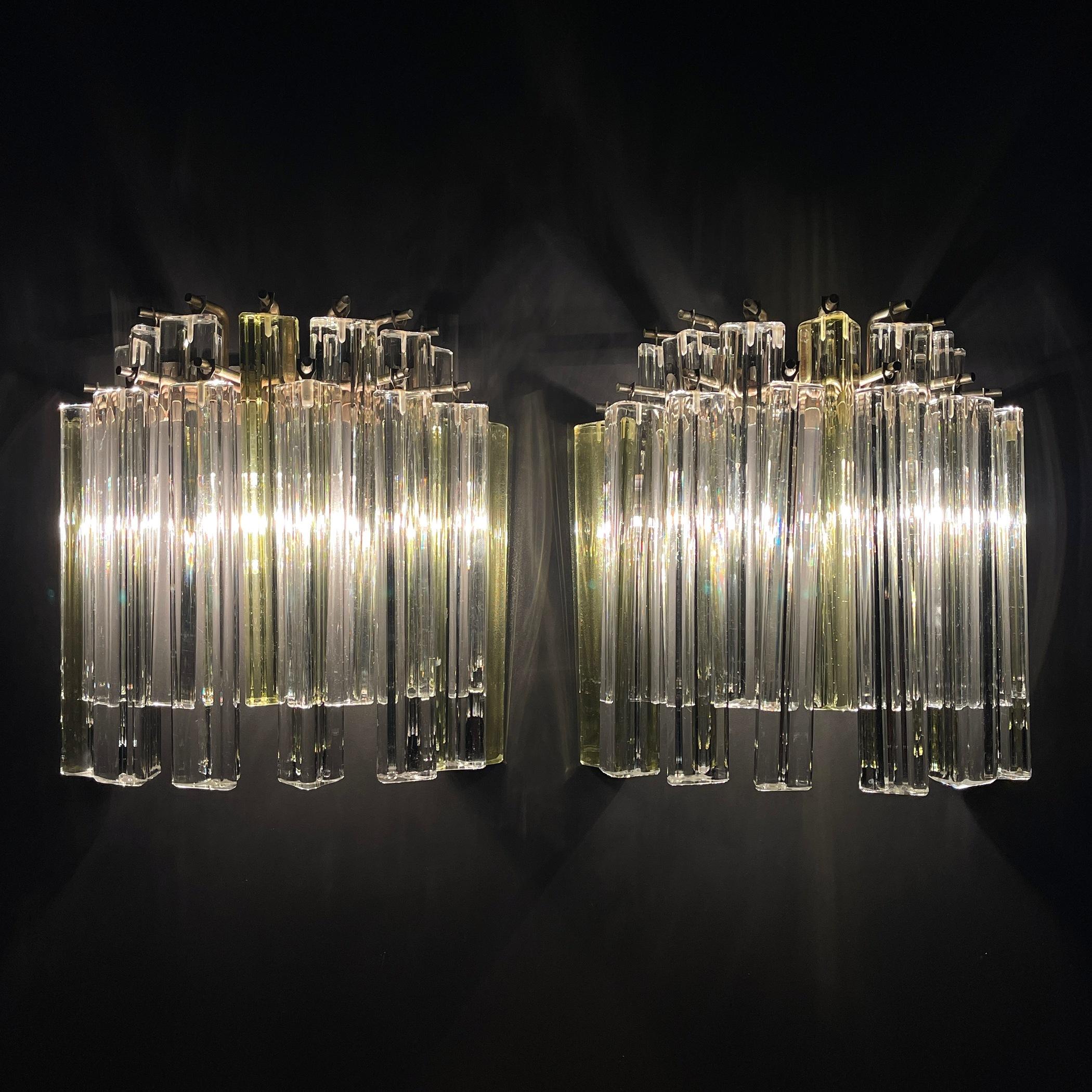 Murano wall sconces Crystal Prism Italy 1970s Set of 2 7