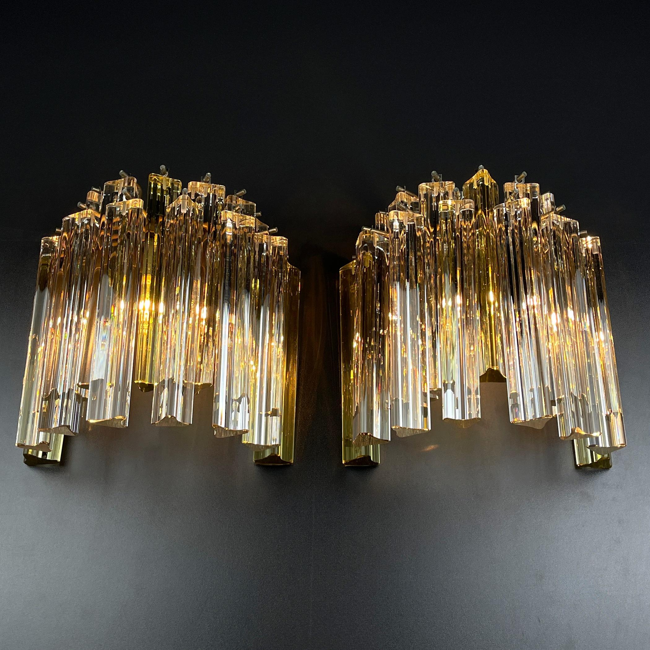 Murano wall sconces Crystal Prism Italy 1970s Set of 2 In Good Condition For Sale In Miklavž Pri Taboru, SI