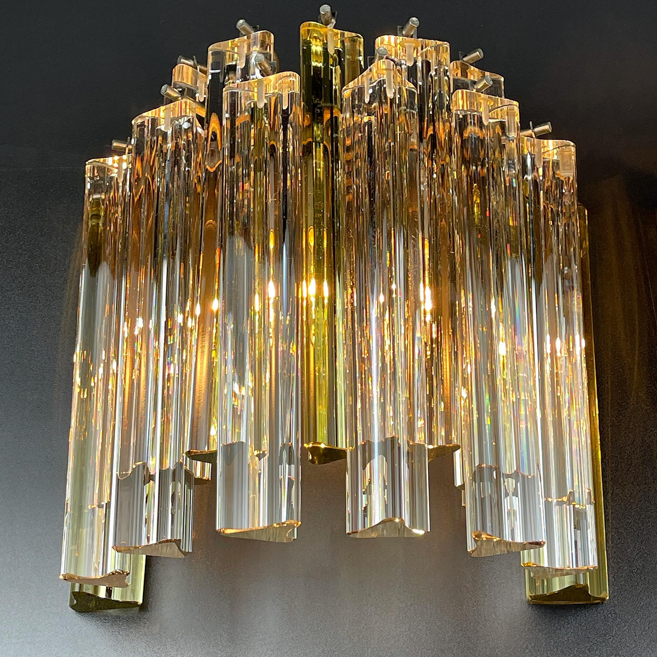 20th Century Murano wall sconces Crystal Prism Italy 1970s Set of 2 For Sale
