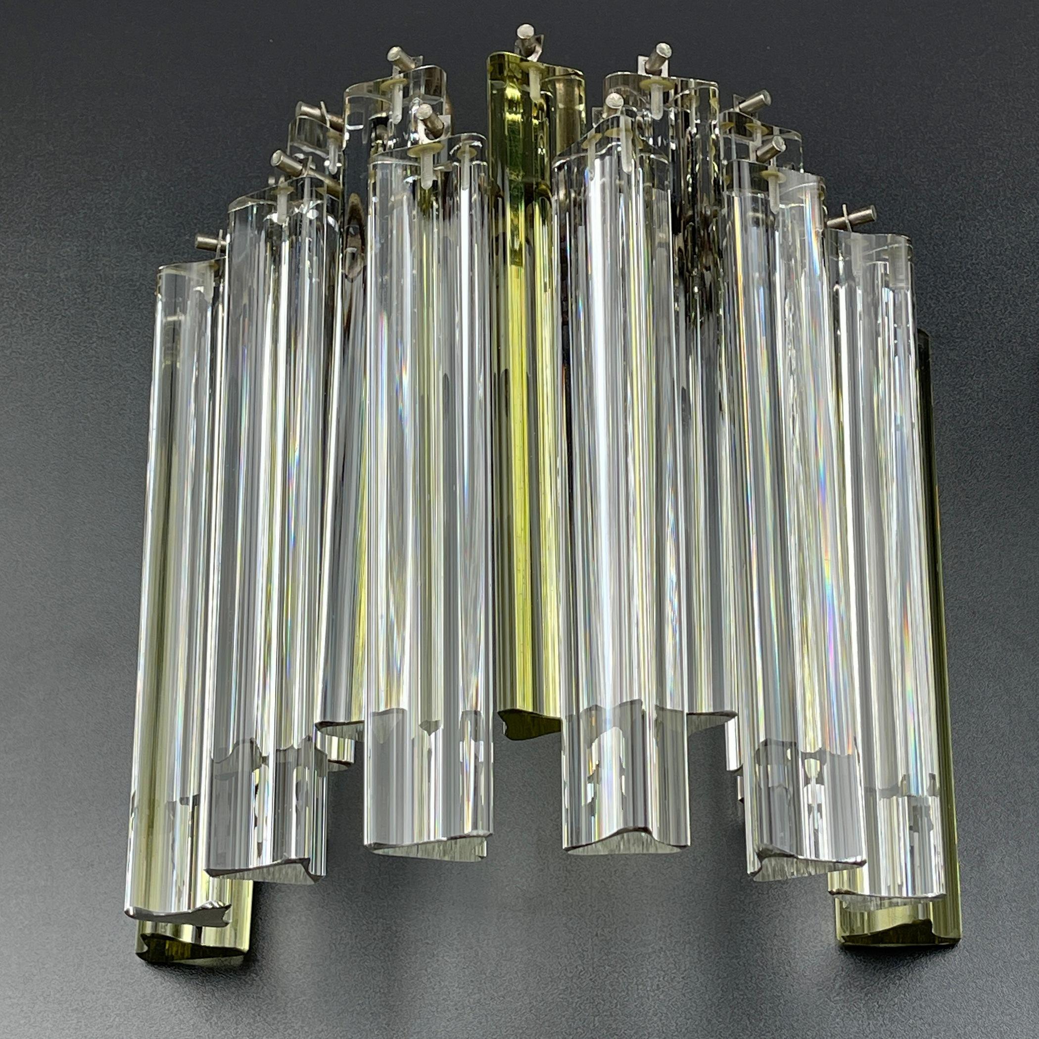 Murano Glass Murano wall sconces Crystal Prism Italy 1970s Set of 2 For Sale