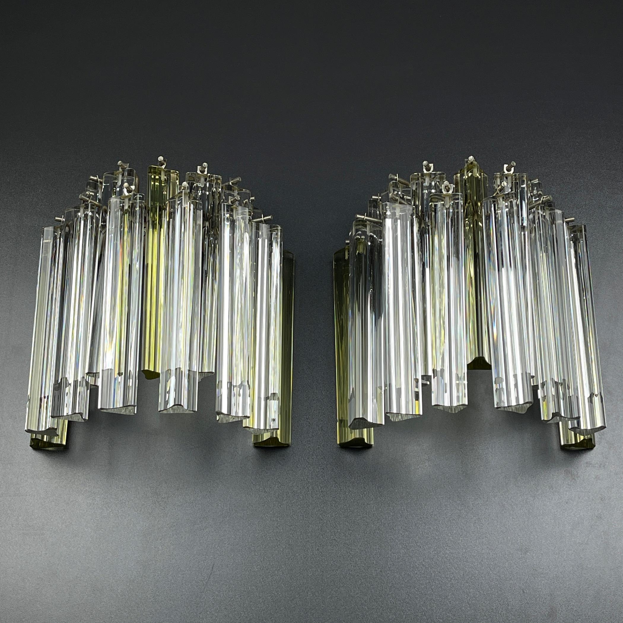 Murano wall sconces Crystal Prism Italy 1970s Set of 2 1