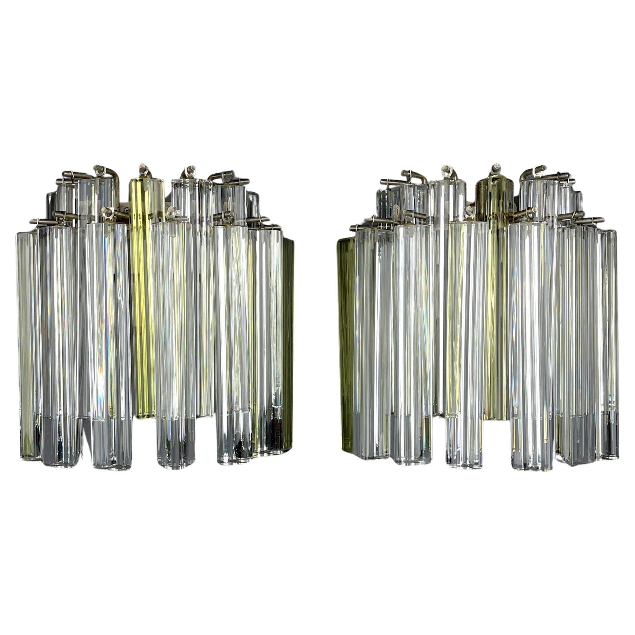 Murano wall sconces Crystal Prism Italy 1970s Set of 2 For Sale