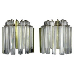 Vintage Murano wall sconces Crystal Prism Italy 1970s Set of 2