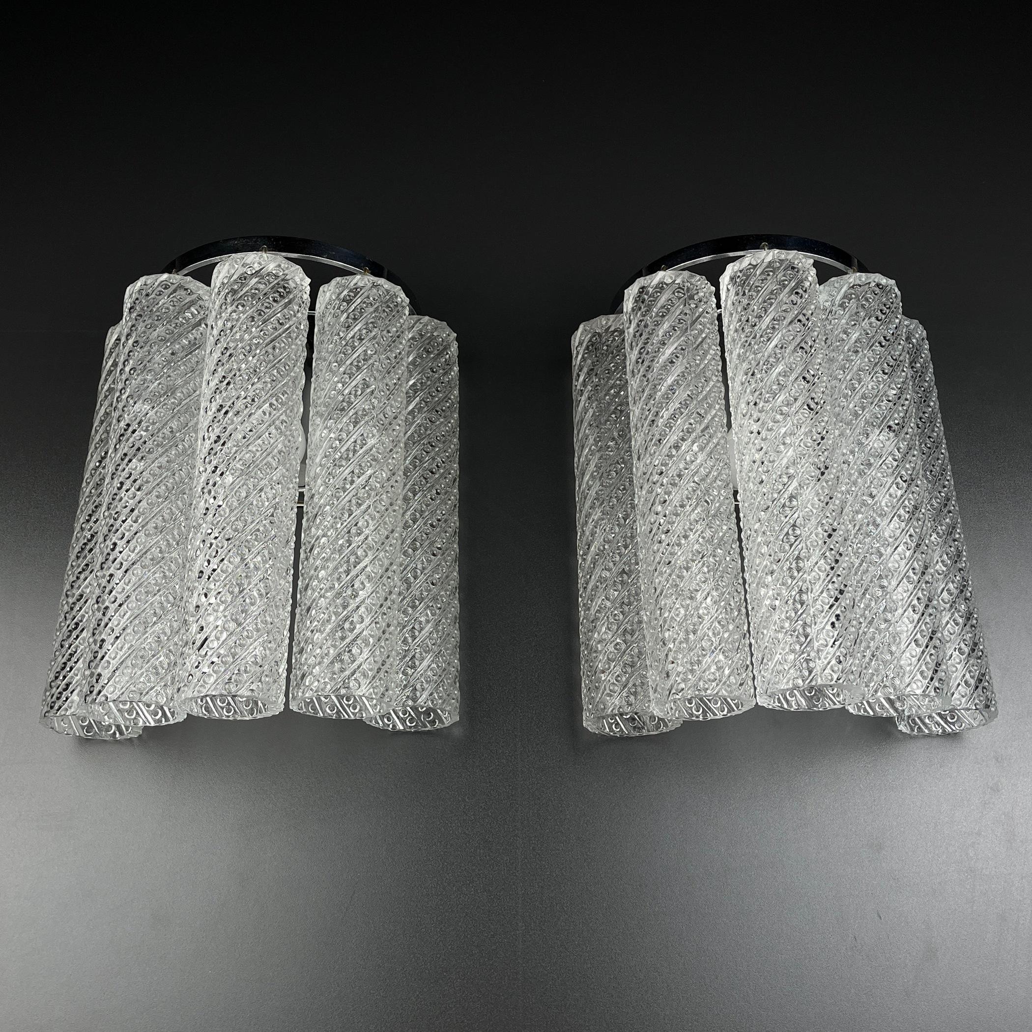 Murano wall sconces Tronchi Italy 1970s Set of 2 5