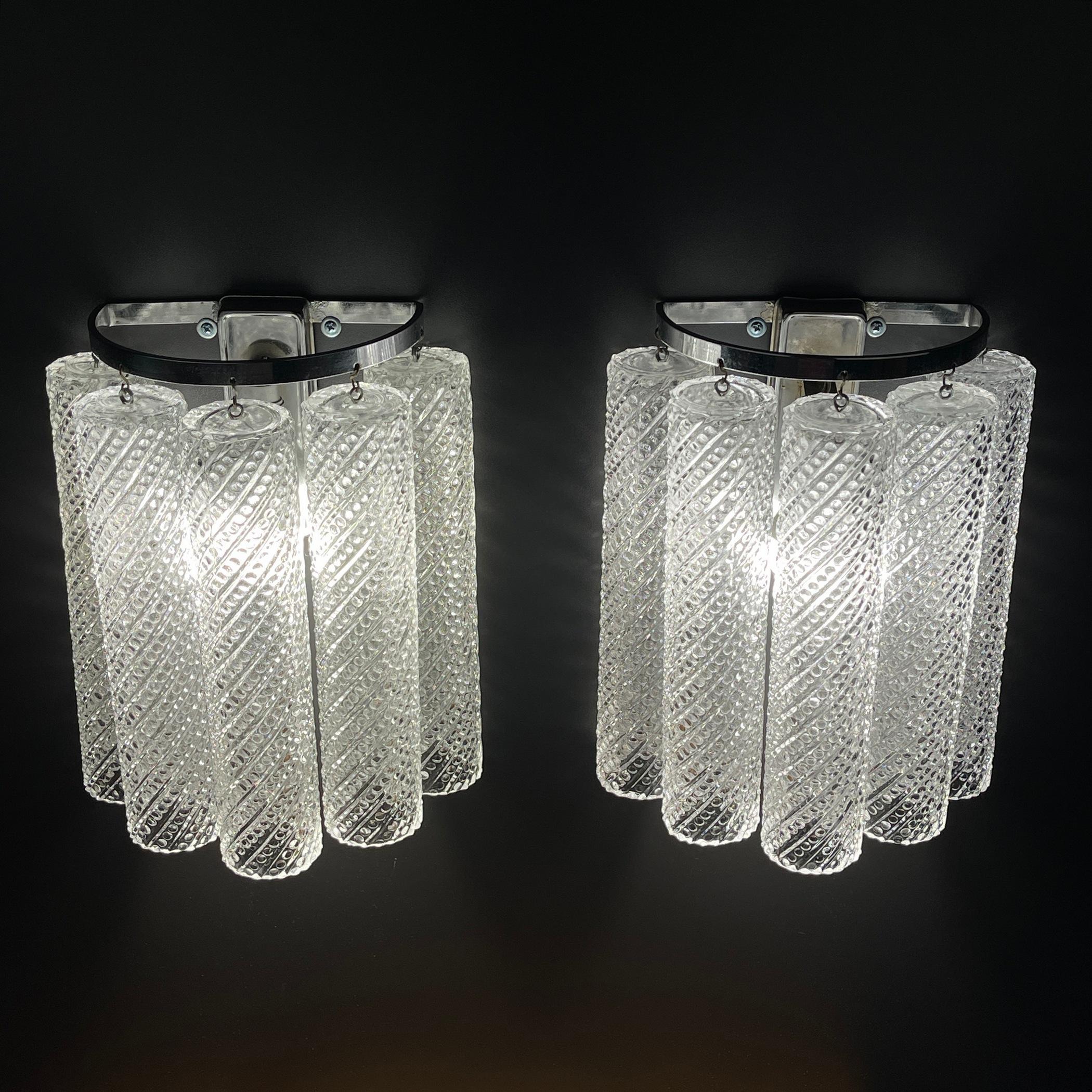 Murano wall sconces Tronchi Italy 1970s Set of 2 6