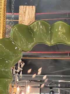 Murano Wave Mirror in Olive Green