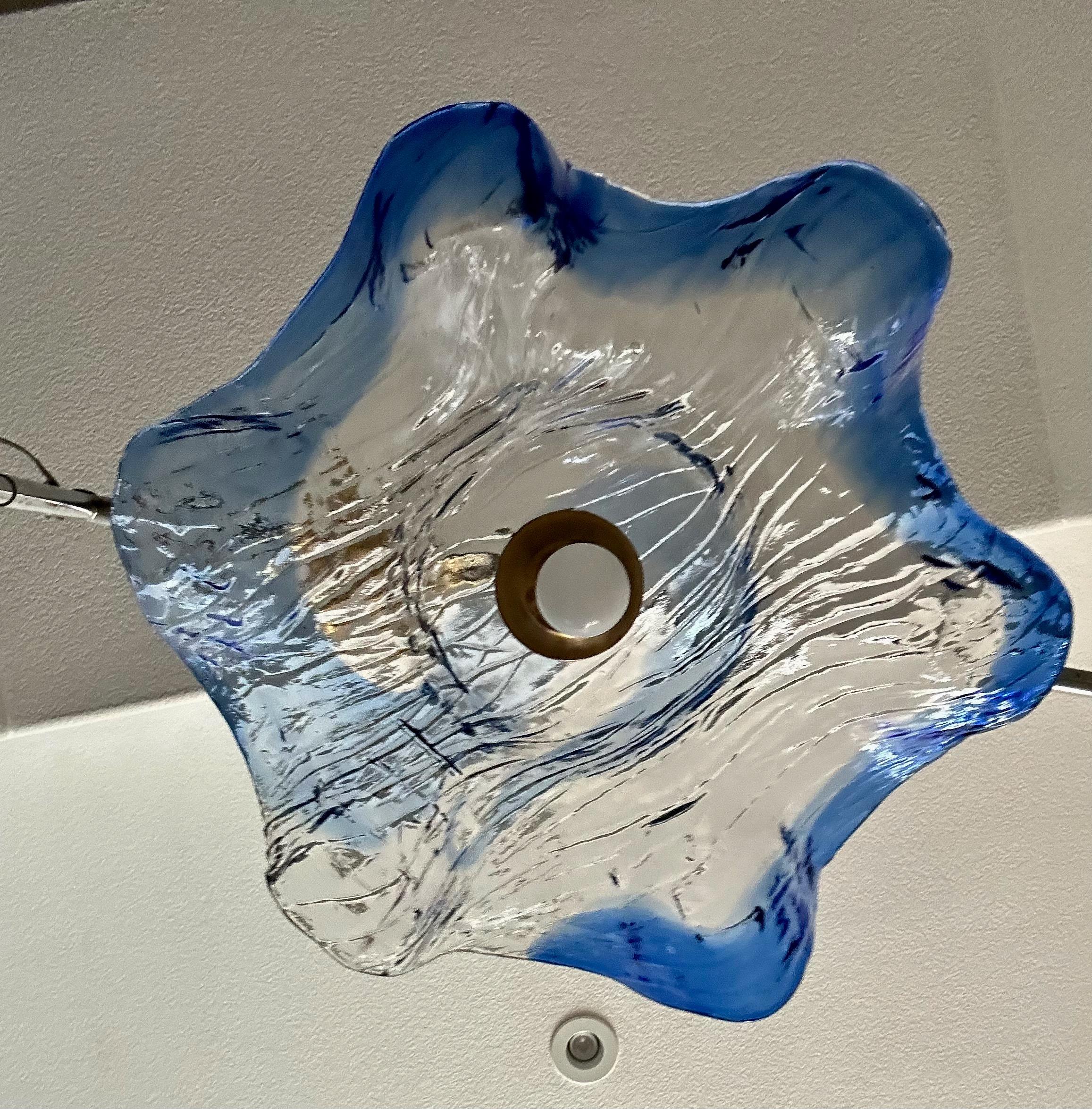 Late 20th Century Murano Wavy Bell Shaped Carlo Nason Ceiling Light Pendant For Sale