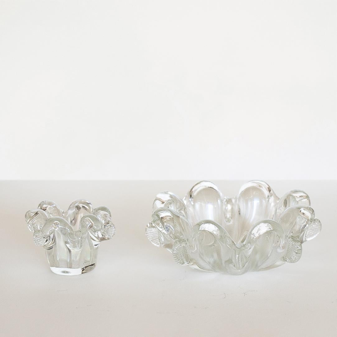 20th Century Murano Wavy Glass Bowls, Set of 2