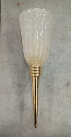 Murano White and Gold Color Glass Wall Light and Sconces, 2000