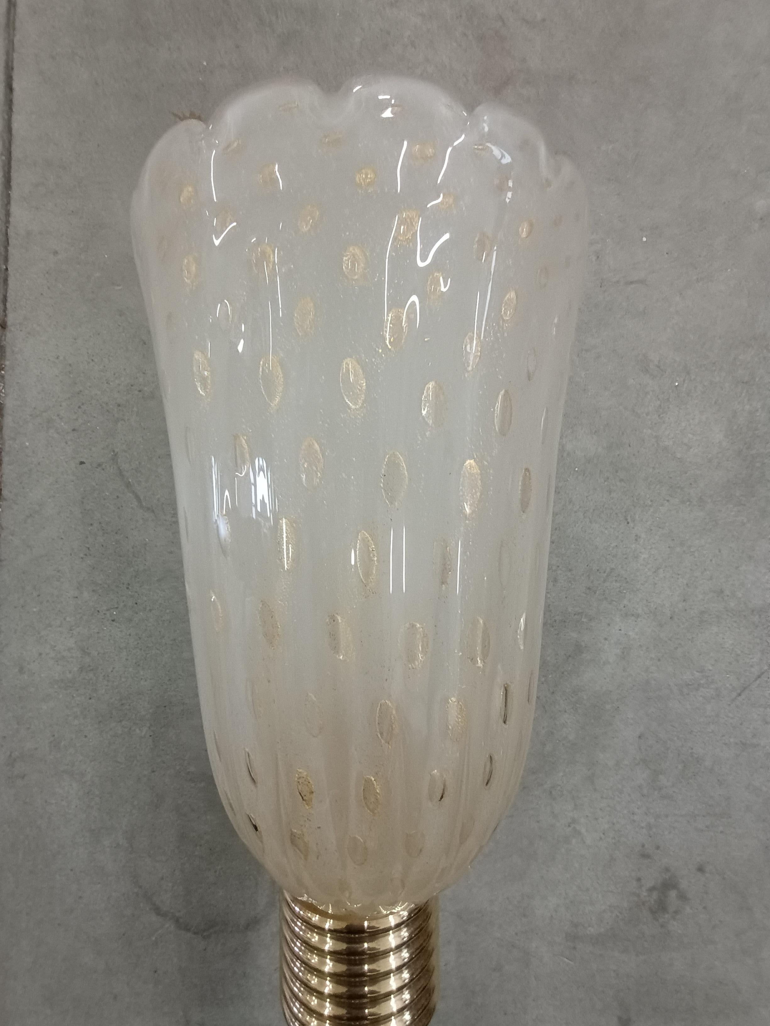 Murano Glass Murano White and Gold Color Glass Wall Light and Sconces, 2000 For Sale