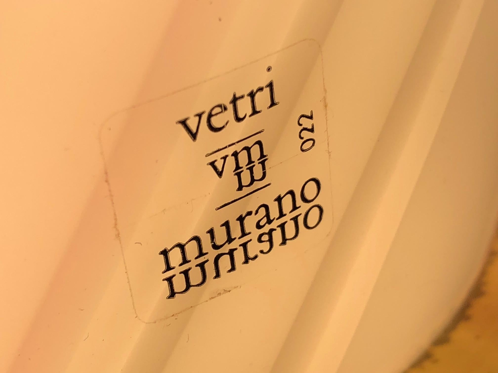 Fin du 20e siècle Lampes en verre de Murano rayées blanches et roses en vente