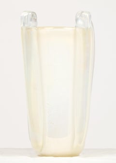 Murano White "Avventurina" Glass Vase