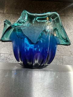 Murano White Cristal Blue and Green Bowl