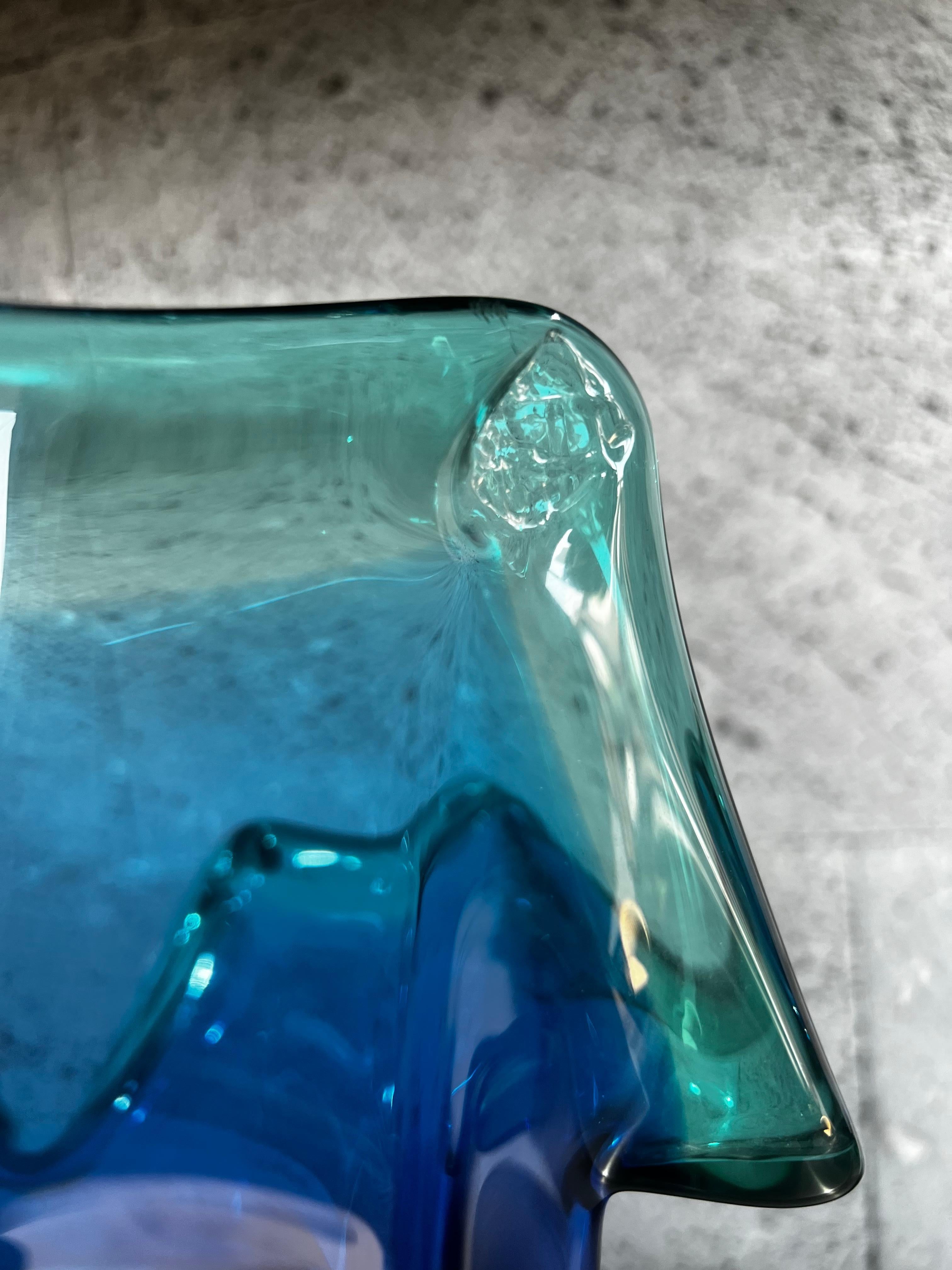 Murano White Cristal Blue and Green Bowl In Good Condition In San Pedro Garza Garcia, Nuevo Leon