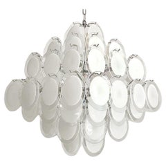 Murano White Disc Chandelier, Vistosi