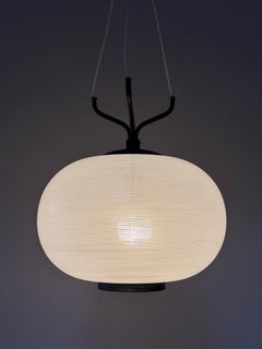 Murano White Filigrana Glass Pendant – Italy, 1950