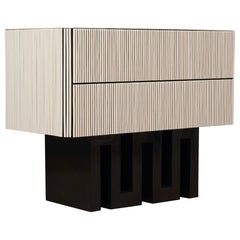 Cassettiera in vetro bianco e ottone di Murano, 1990