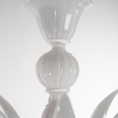 Murano White glass chandelier 6 lights, Vintage Made in Italy in stock