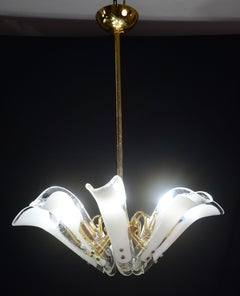 Murano White glass Petal Chandelier
