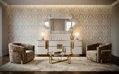 Wandspiegel im Art-Déco-Stil aus „Murano White Ice“-Kunstglas und Messing, 2020