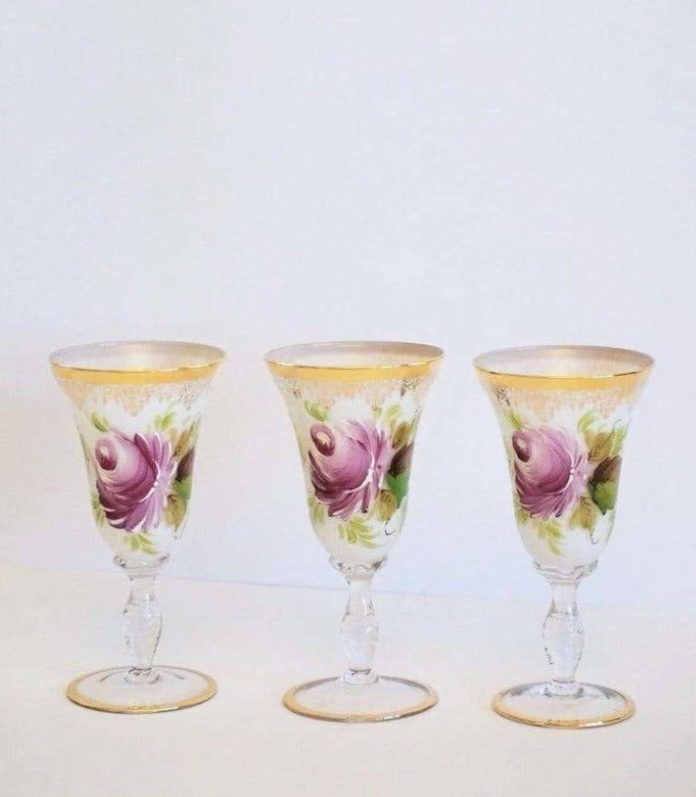 Murano White Opaline Crystal Glass Carafe and Glasses Set, Italy 1960s In Good Condition In Frankfurt am Main, DE